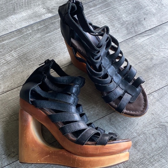 Jeffrey Campbell Shoes - Jeffry Campbell reality wooden wedge strappy sexy heels